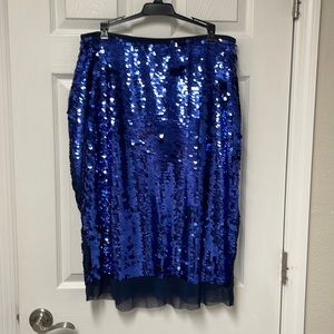 ELOQUII x Katie Sturino Blue Sequin Pencil Skirt